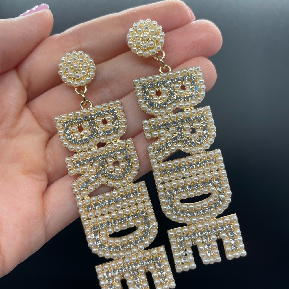 Super fun BRIDE earrings!